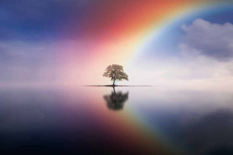 风雨后的彩虹穿过树梢唯美壁纸,高清,摄影图,摄影图片,图片大全,摄影图免费下载